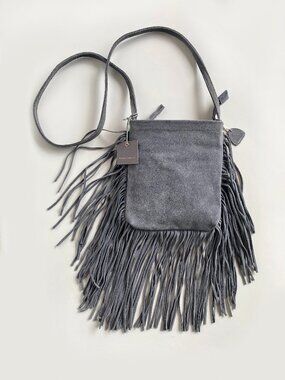 NWT Monserat de Lucca Fringe Crossbody Genuine Leather Suede Bag